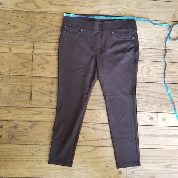 Nygard jeggings brown with black trim size large 14/16 EUC - Picture 6 of 6